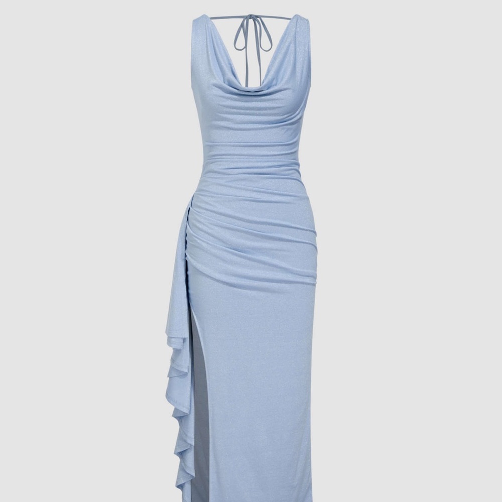 Cider Blue Ruched Dress